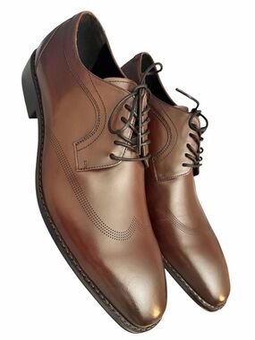Kenneth Cole Reaction Brown Leather Dress Shoes Mens 11 Derby Lace Up
